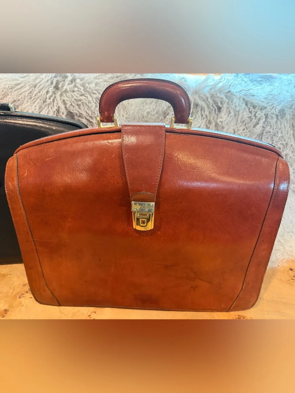 Bosca Leather Briefcase - Brown Classic Men’s Work Bag